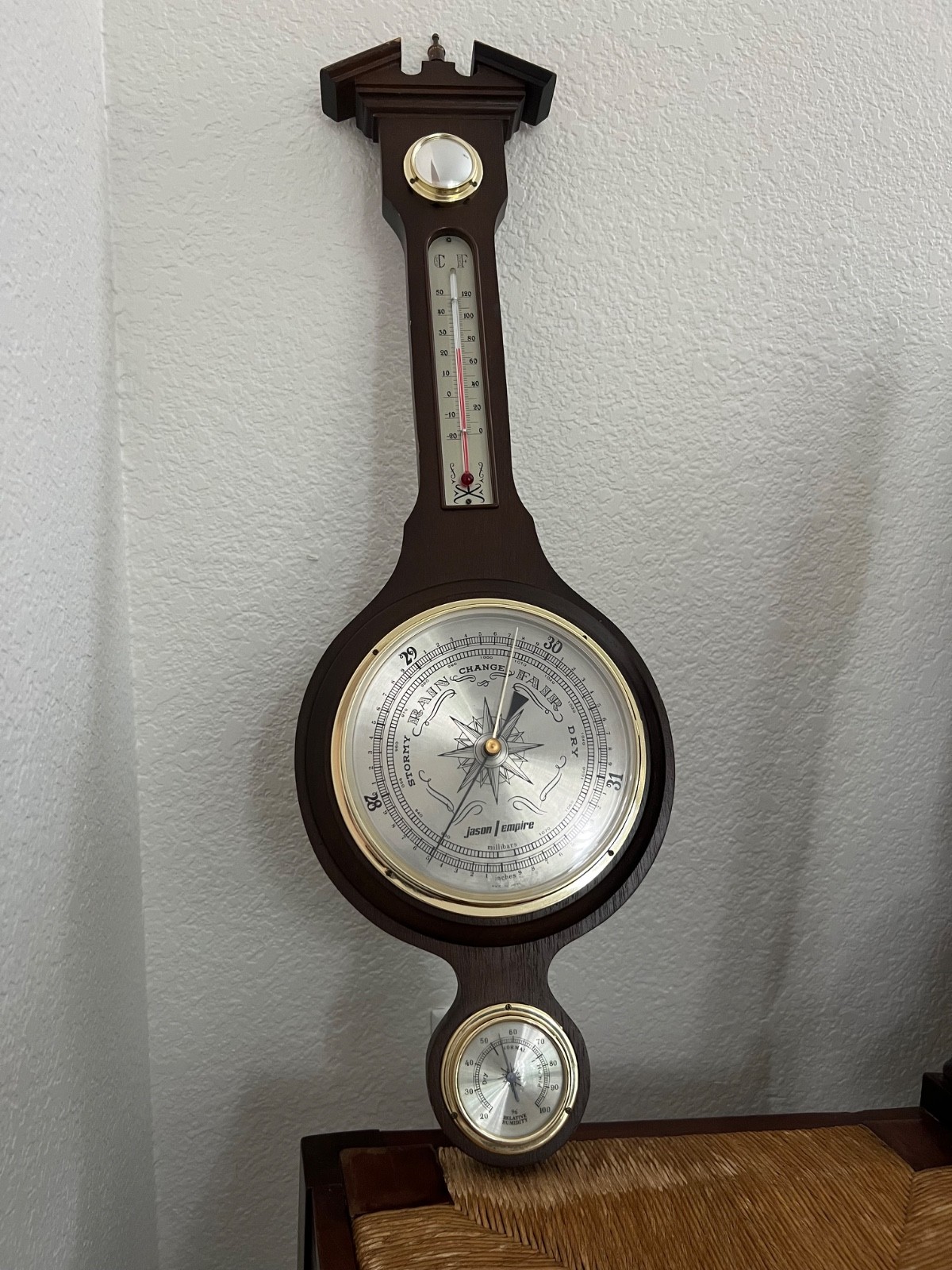 Vintage Jason Banjo Weather Station Barometer Thermometer Humidity Gauges Japan