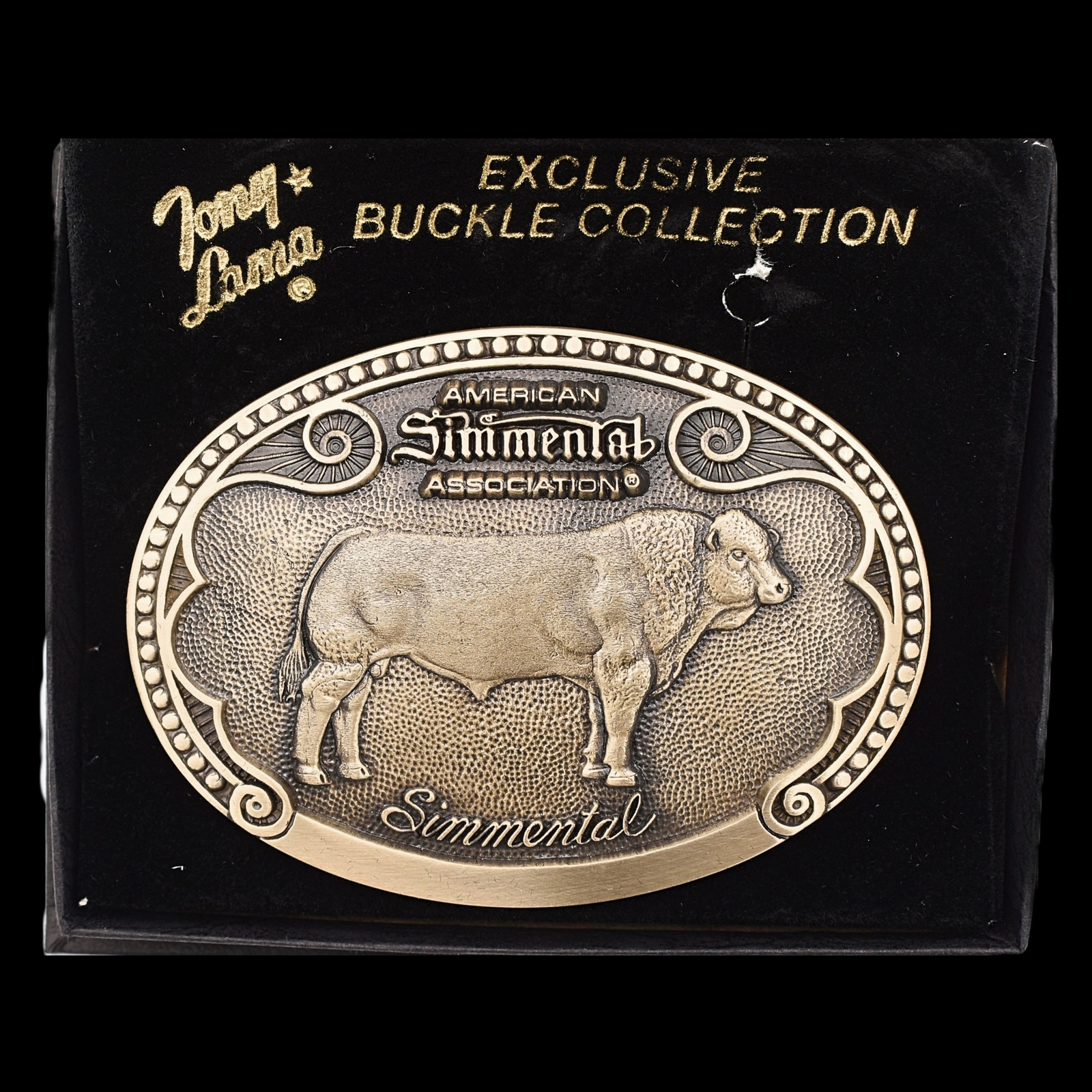Simmental Cattle Breed Tony Lama Solid Brass Vintage Belt Buckle W/Box