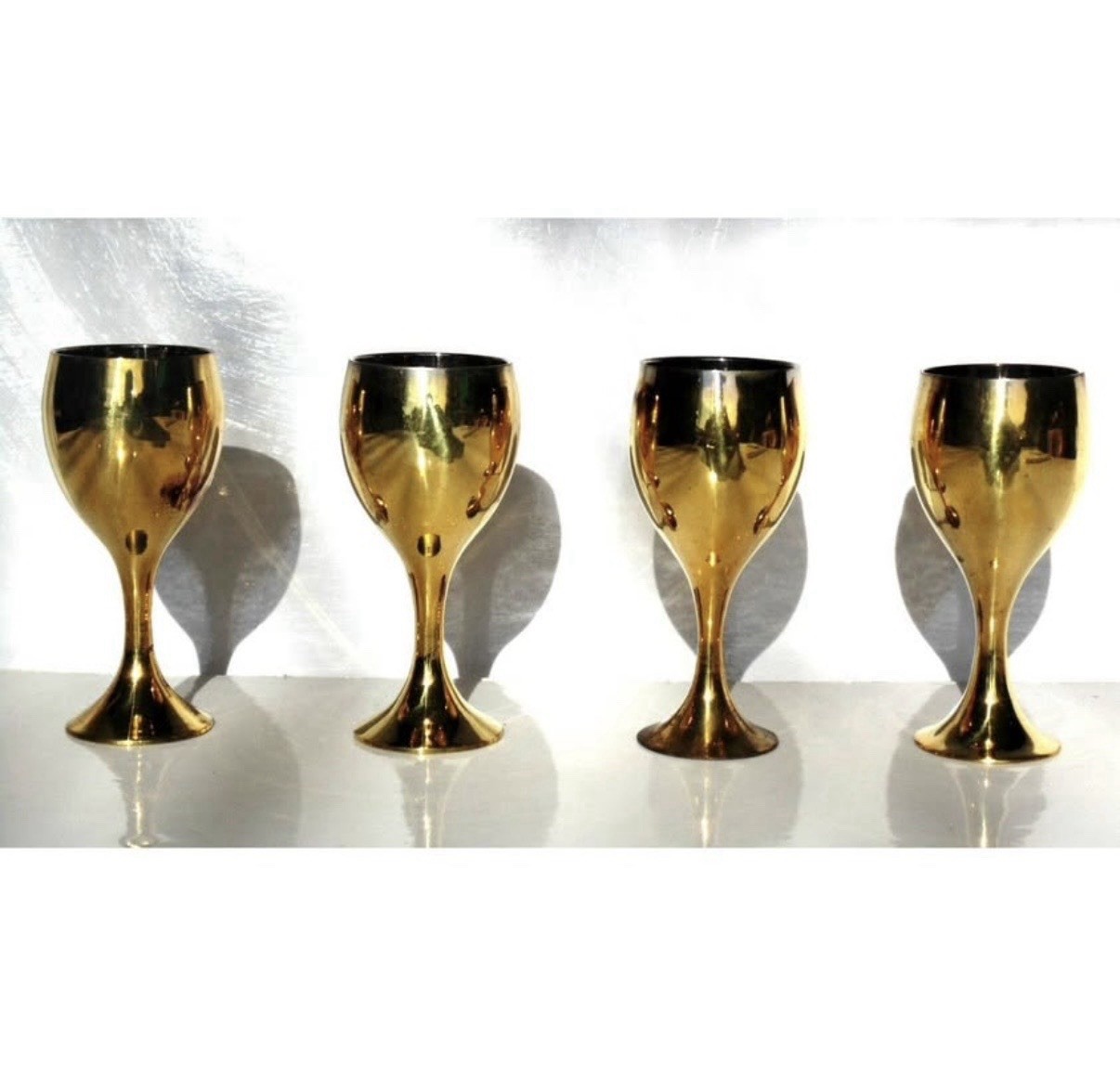 4 VTG Faux Gold Chalices Goblets Cups Wine Mugs Shot Glasses, Made in India