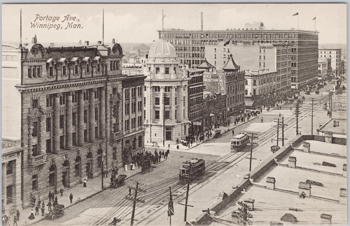 Portage Avenue Winnipeg Manitoba MB Streetcars Unused Postcard H78