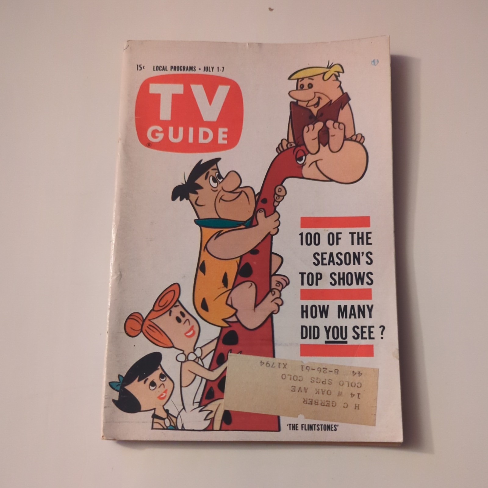 Vintage 1961, Flintstones, TV GUIDE (1st Cover) Vintage 1961, Flintstones, TV GUIDE (1st Cover)