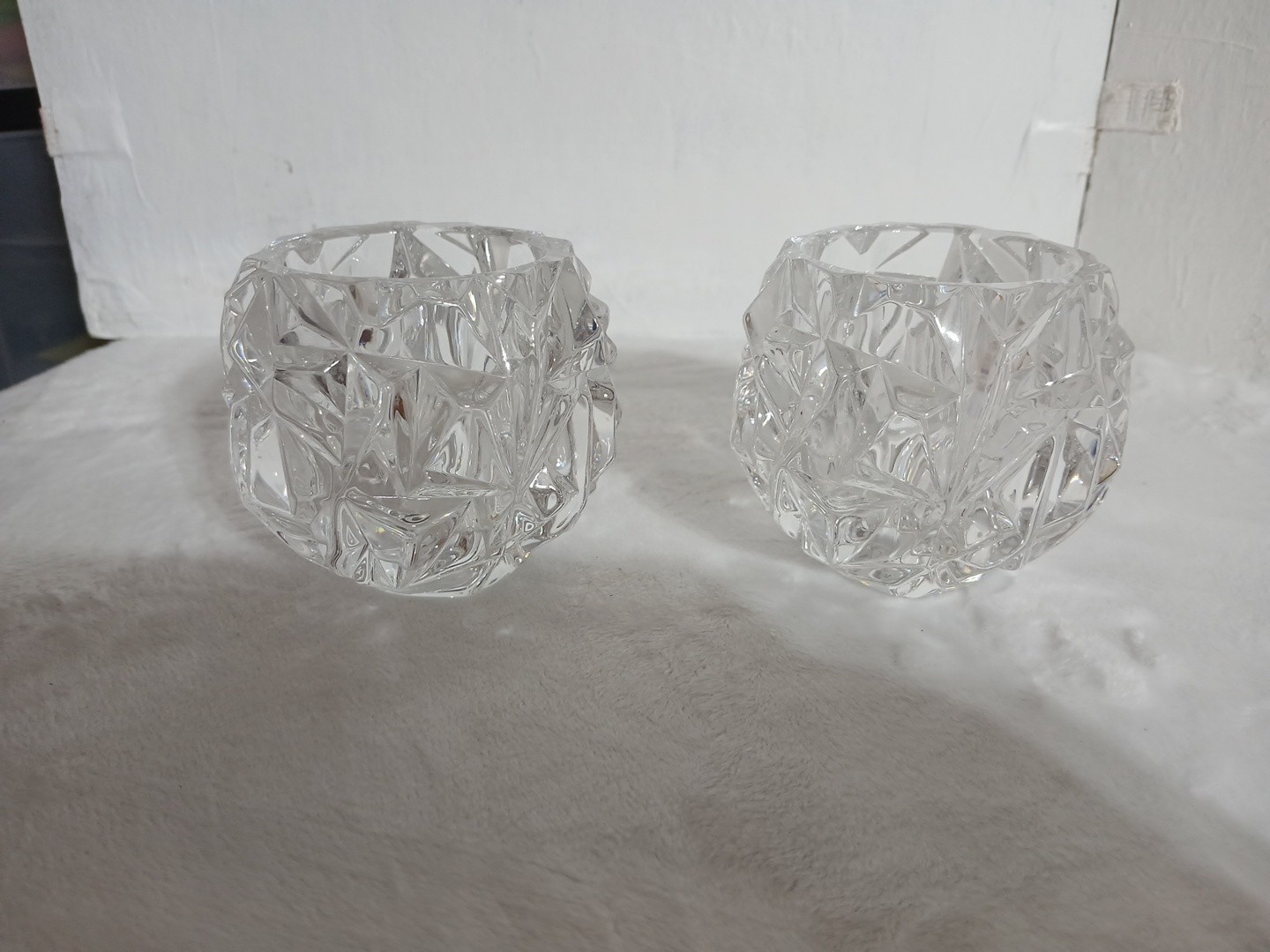 Tiffany & Co. Rock Cut Crystal Votives Pair Tiffany & Co. Rock Cut Crystal Votives Pair