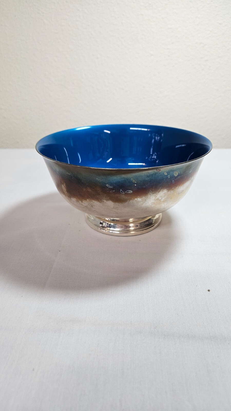 Vintage Reed and Barton blue enameled silverplated Paul Revere bowl