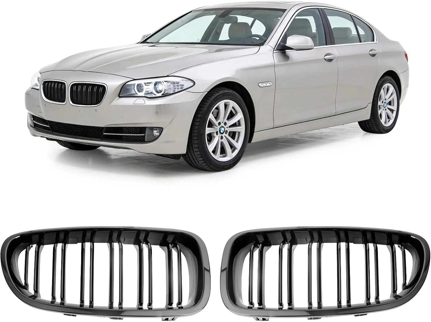 F10 Double Slat Kidney Grille for 2010-2017 BMW 5 Series F10 F11 F18 M5 (520i 52 F10 Double Slat Kidney Grille for 2010-2017 BMW 5 Series F10 F11 F18 M5 (520i 52