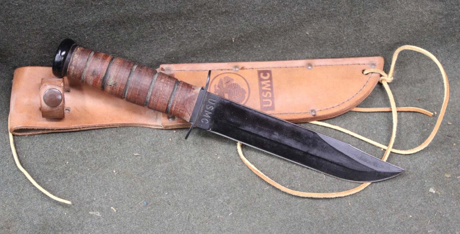 KA-BAR USMC Olean NY USA Fixed Blade Knife with Sheath KABAR