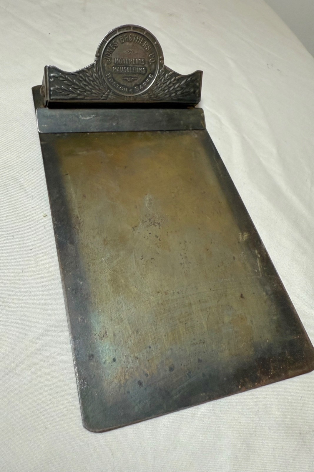 Rare antique oddity Jones Bros Monuments Mausoleums metal paper clip holder Rare antique oddity Jones Bros Monuments Mausoleums metal paper clip holder