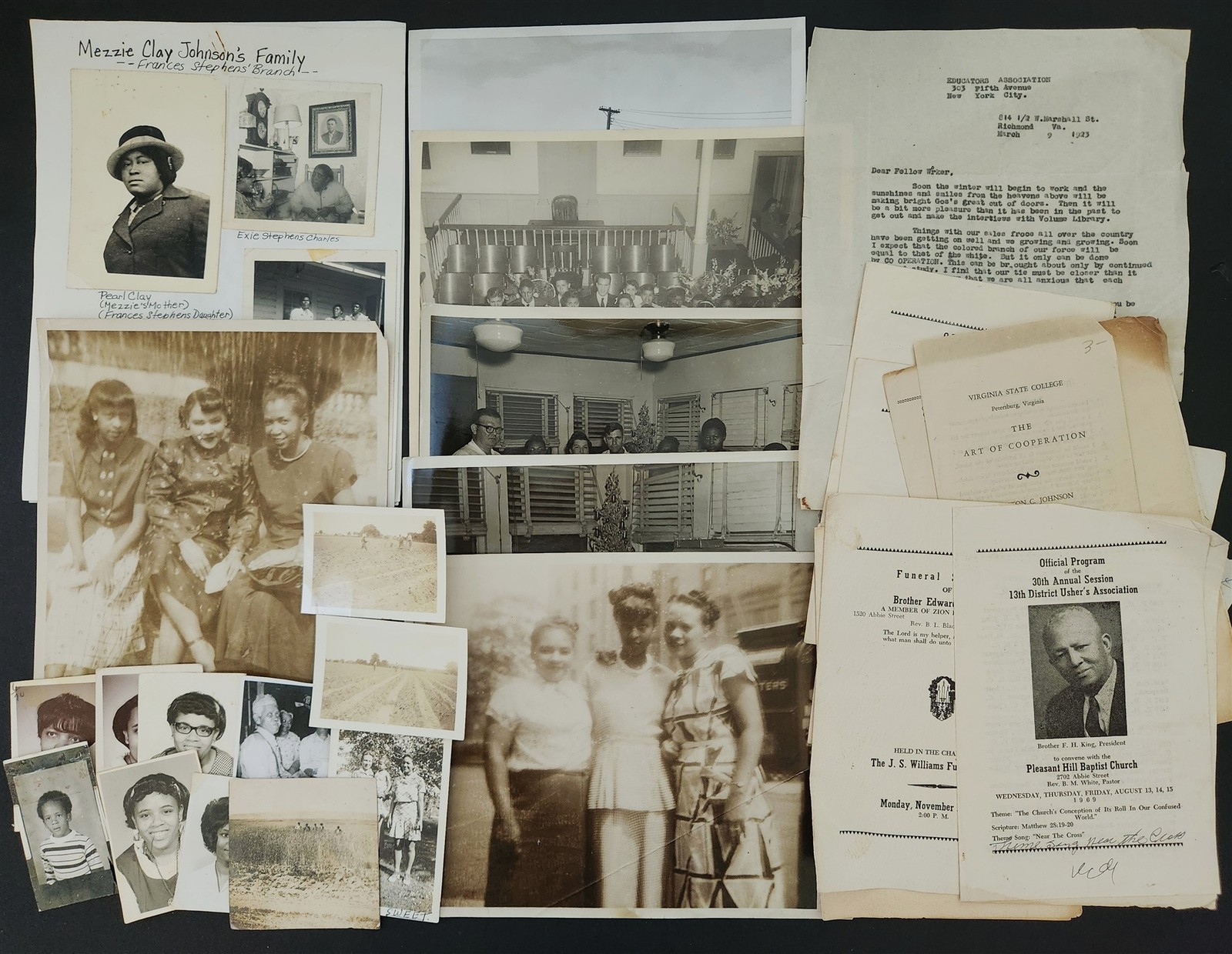 vintage AFRICAN AMERICAN paper LOT obituaries photos mezzie clay johnson
