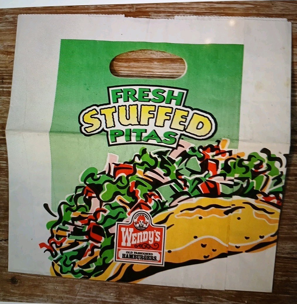 Vintage fast food Wendy\'s restaurant paper bag large to go bags