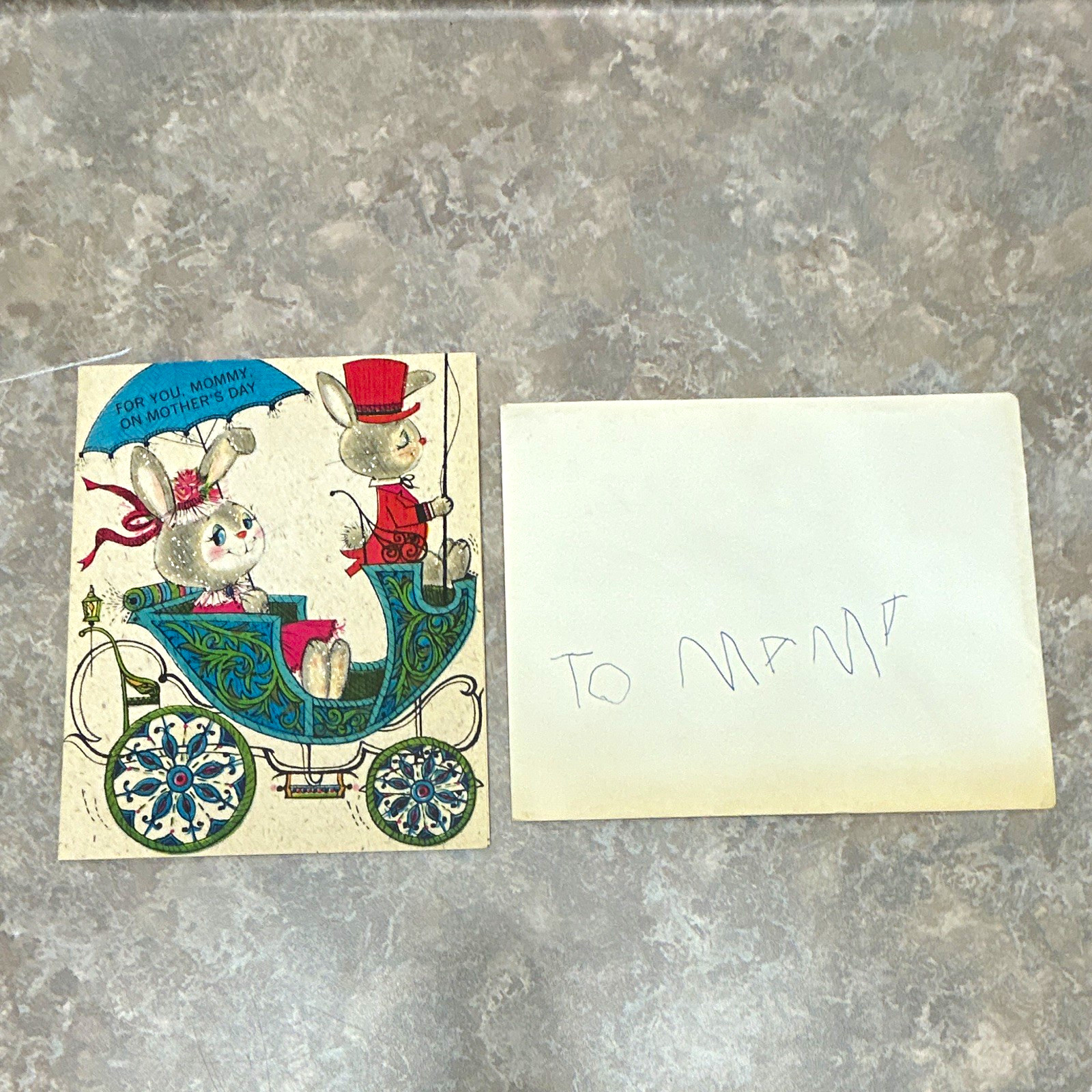 Vintage Mother’s Day Greeting Card w/ Envelope, Carriage Illustration early 1960