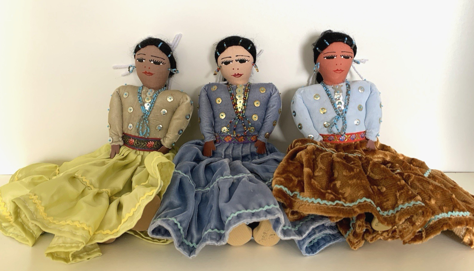 3 Native American Indian Pearl Joe Signed Dolls from Sedona