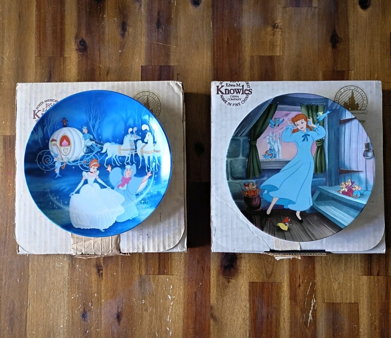 VTG 1988-1989 Cinderella Disney Collection Plates #1 & 2 Edwin Knowles