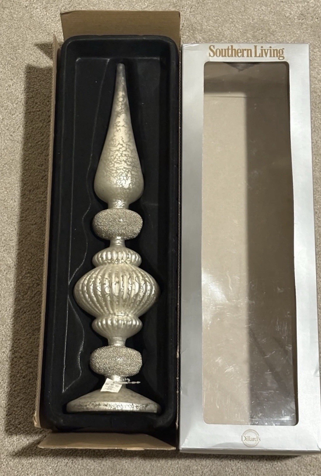 Vintage Dillards Exclusive Southern Living Holiday Silver Tree Topper 17” NIB