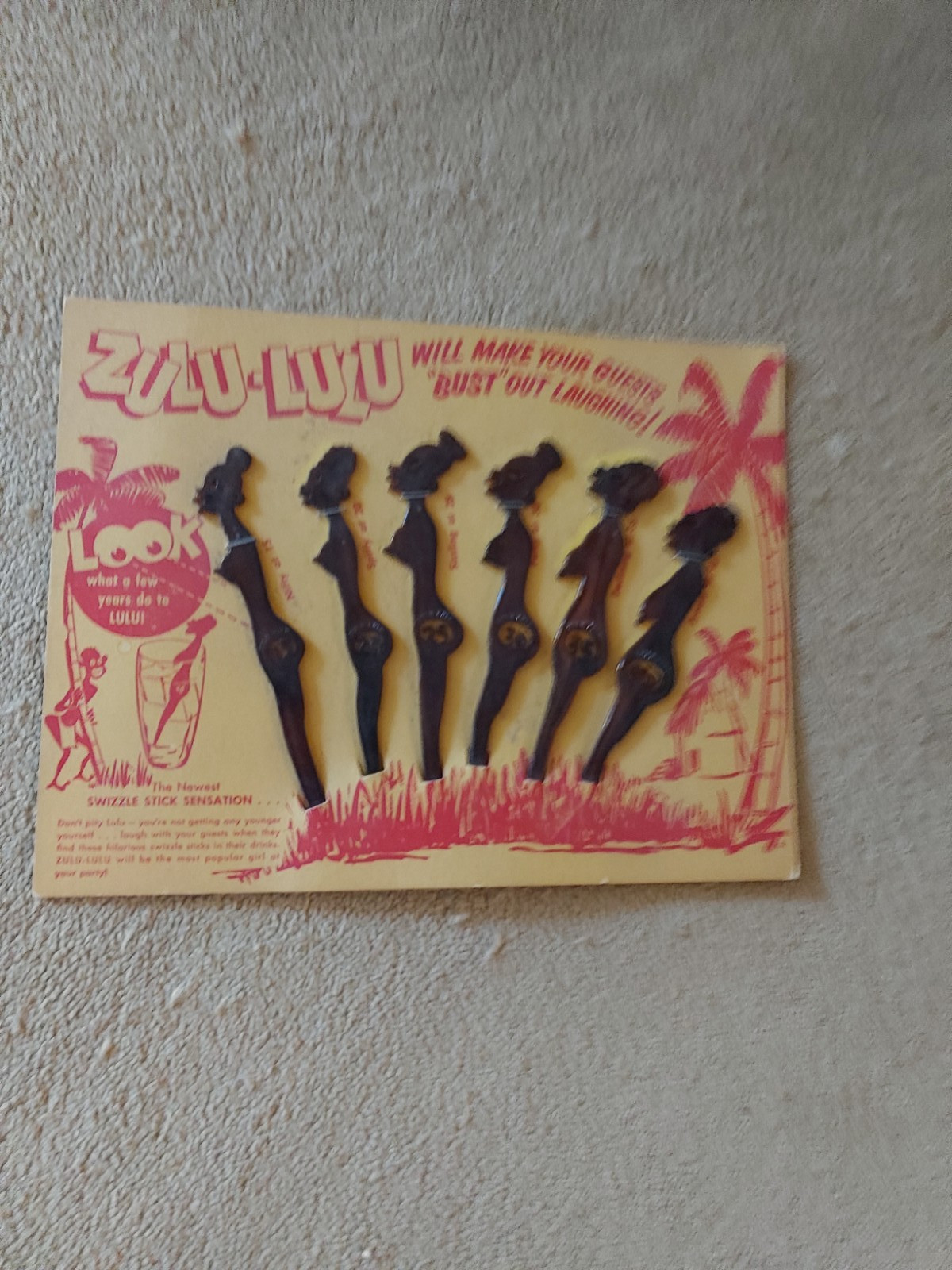 Vintage Zulu Lulu Swizzle Sticks Drink Mixer Cocktail Mid Century Tiki Vintage Zulu Lulu Swizzle Sticks Drink Mixer Cocktail Mid Century Tiki