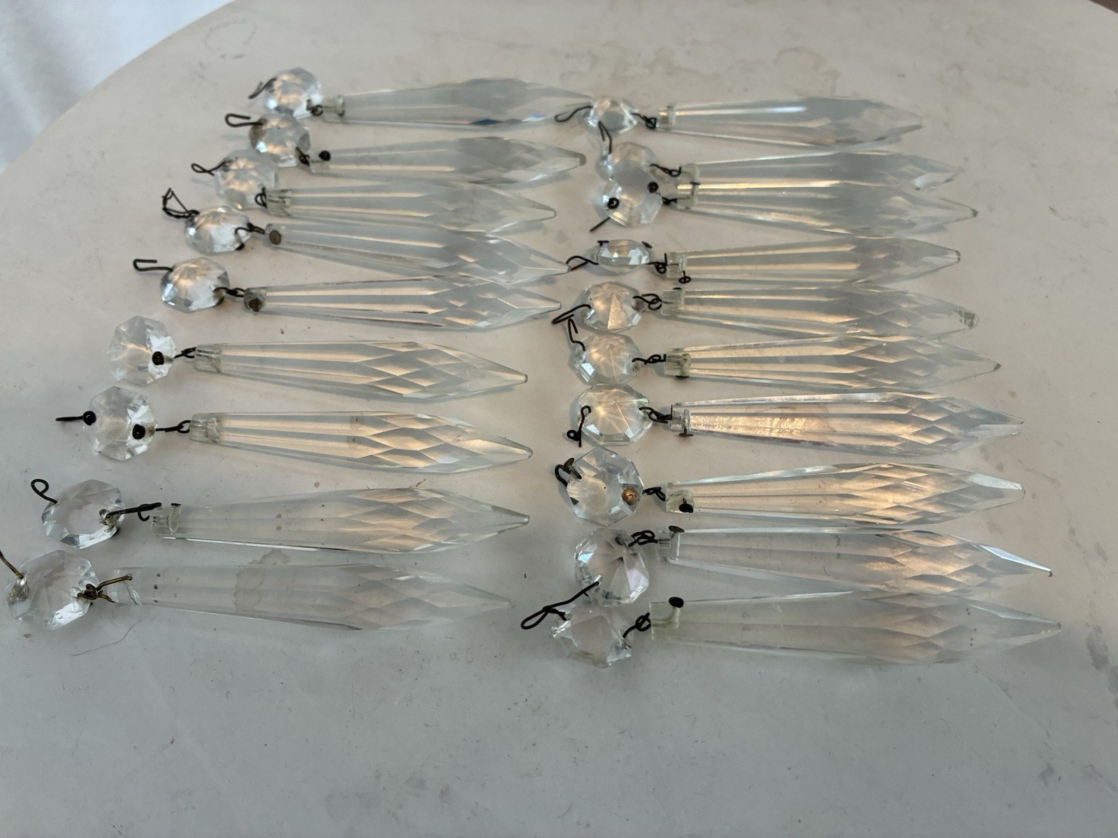 Vtg Lot (19) Clear Crystal 4” DANGLE SPEAR  Chandelier Prisms Parts