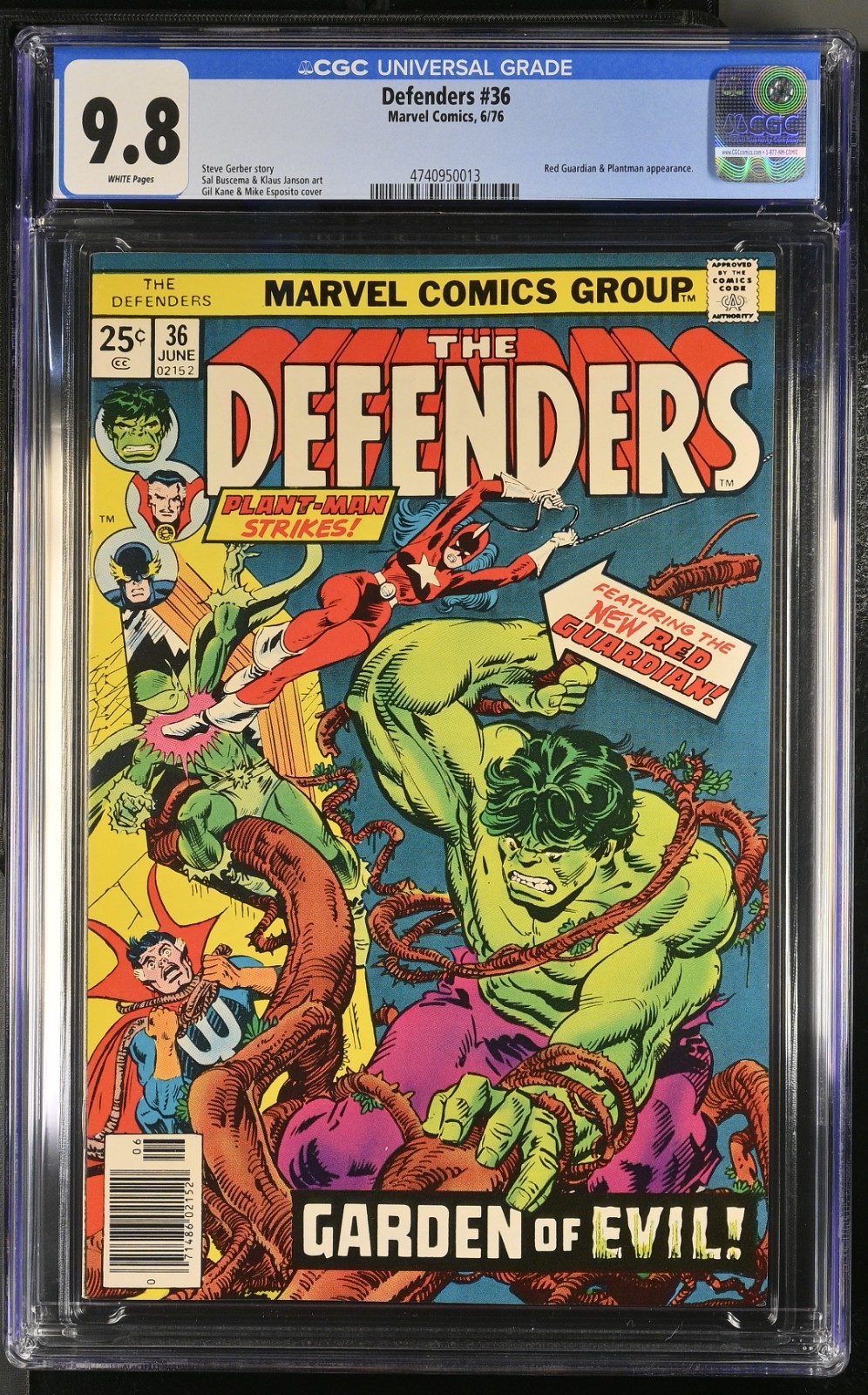 Defenders #36 CGC 9.8 WP NEW SLAB Classic Gil Kane Hulk Cover 1976 🚀