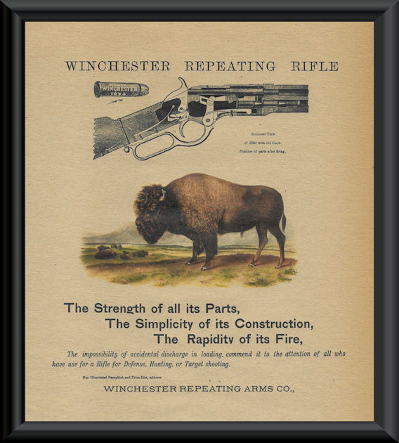 Winchester 1873 Repeating Rifle Advertisement Reprint On 100 Year Old Paper 107