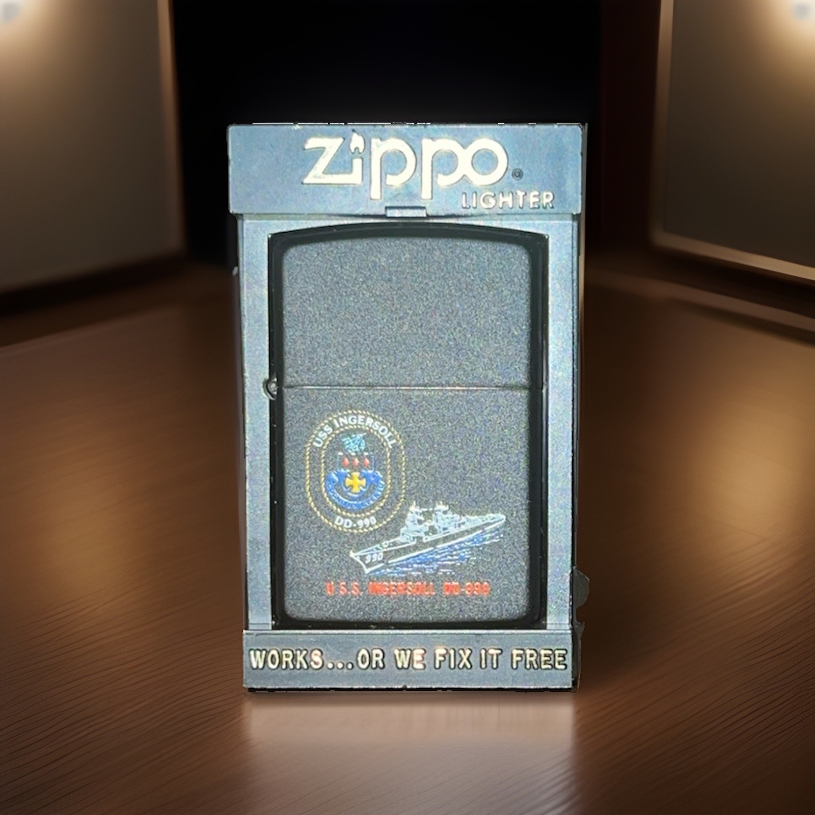 New  Vintage U.S.S. Ingersoll DD-990 ZIPPO Black Cigarette Lighter