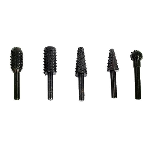 5PCS Wood Carving Rotary Files Grinding Heads Woodworking Rasp Set