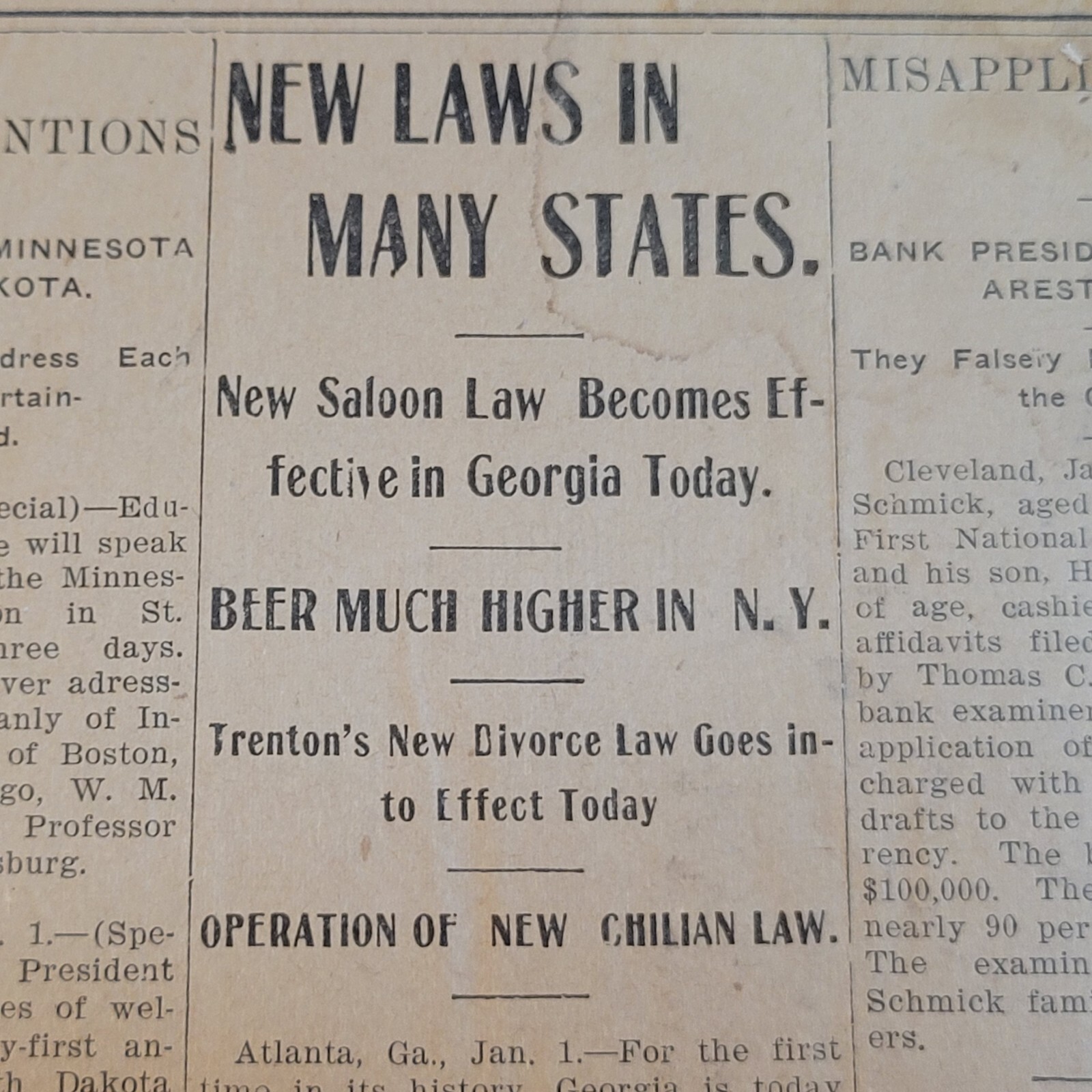 1908 Newspaper Page New Years Georgia Prohibition, KY Govn Goebel Murder Case