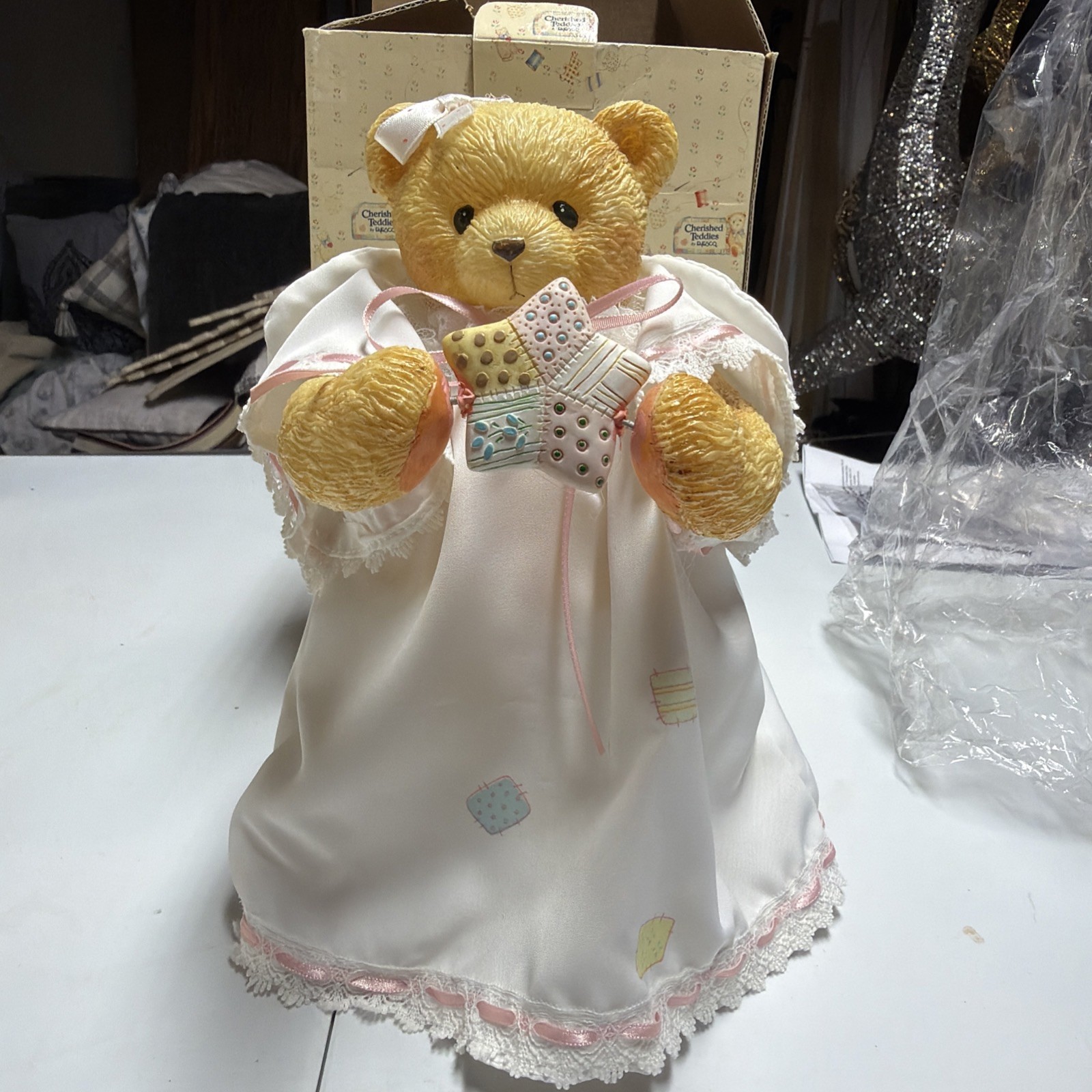 Cherished Teddies Figural Bear Christmas Tree Topper W/ Box 903922