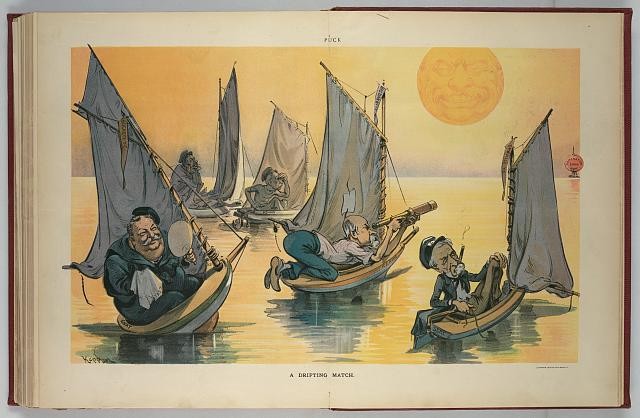 Puck 1906 Theodore Roosevelt Taft Cannon Fairbanks Yacht Racing Cartoon