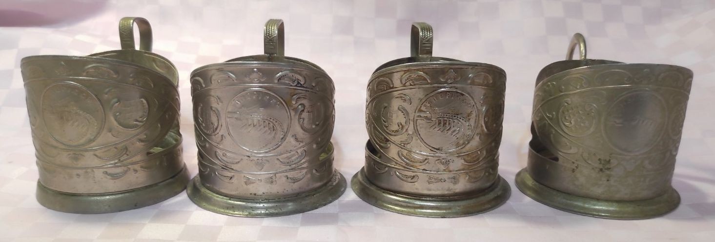 VINTAGE Soviet Melchior PODSTAKANNIK Glass Tea Cup Holder Spasskaya Tower USSR VINTAGE Soviet Melchior PODSTAKANNIK Glass Tea Cup Holder Spasskaya Tower USSR