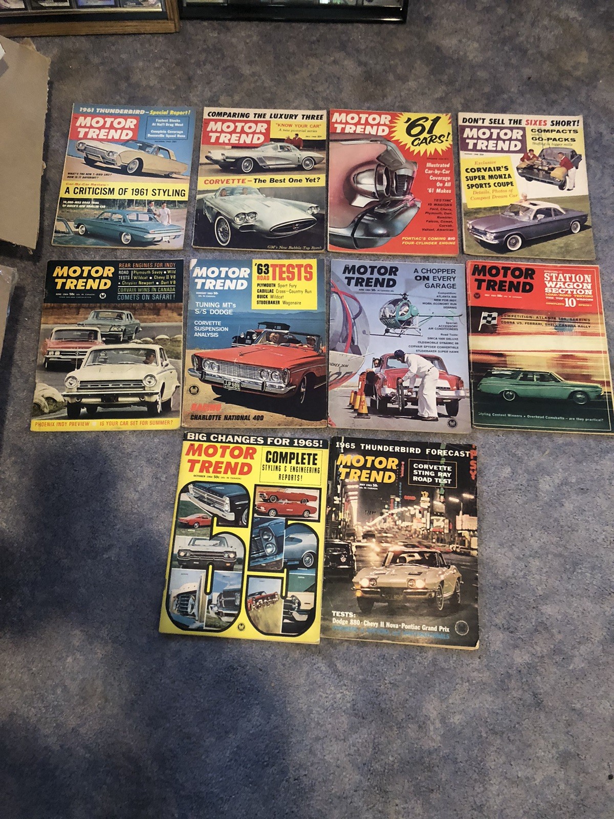 1960-1964 Motor Trend Magazine Lot Of 10 Different- All Complete-Vintage