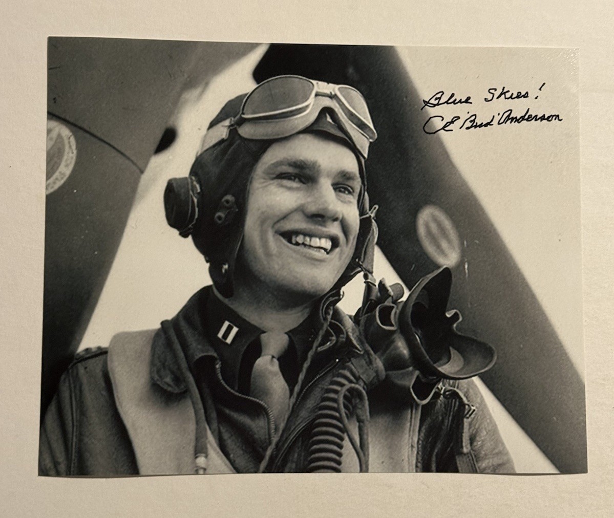CLARENCE BUD ANDERSON SIGNED 8x10 PHOTO AUTOGRAPH WORLD WAR 2 TRIPLE ACE COA