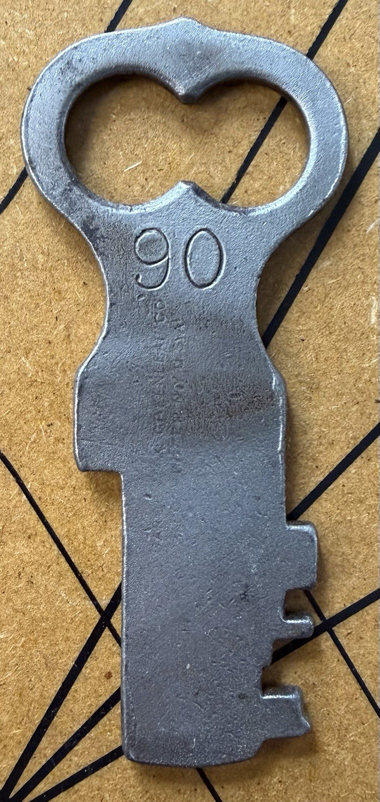 Antique Sargent & Greenleaf Jail Cell Lock Key #90 Heavy Bottle Opener Top
