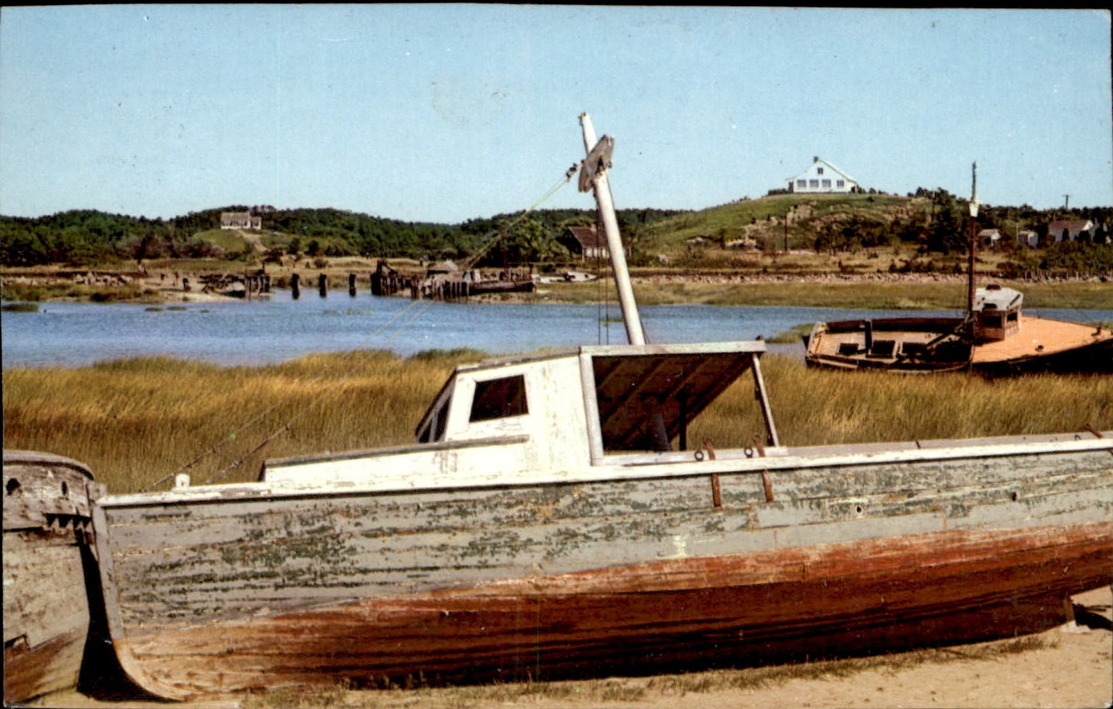 Wellfleet Massachusetts MA Indian Harbor Shoreline c1950s-60s Vintage Postcard
