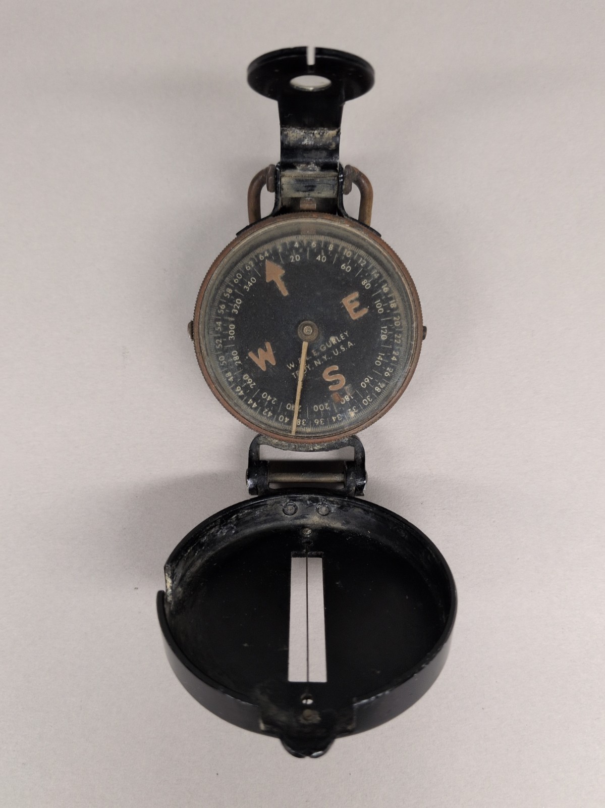 Vintage WWII US Army W. & L. E. Gurley Lensatic Military Field Compass Troy NY