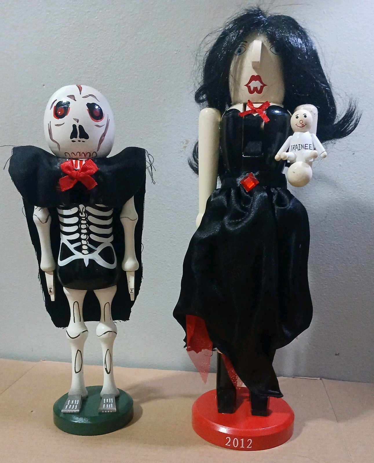 Lot of 2 Target Seasonal Halloween Nutcrackers 2012 Lady Vampire & Skeleton