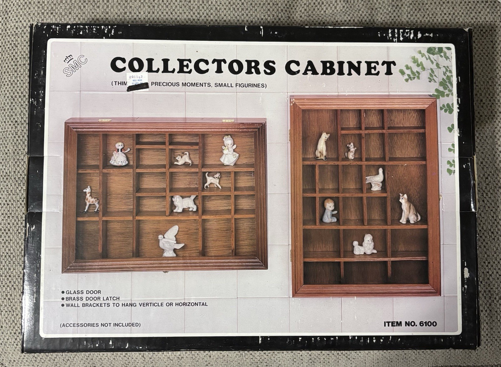 Vintage SMC 6100 Wood Glass Curio Display Cabinet Shadow Box Miniatures 16”