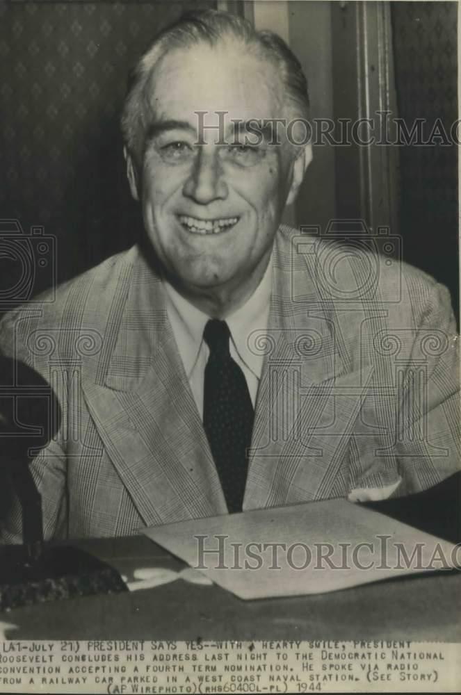 1944 Press Photo President Roosevelt delivers address to DNC convention