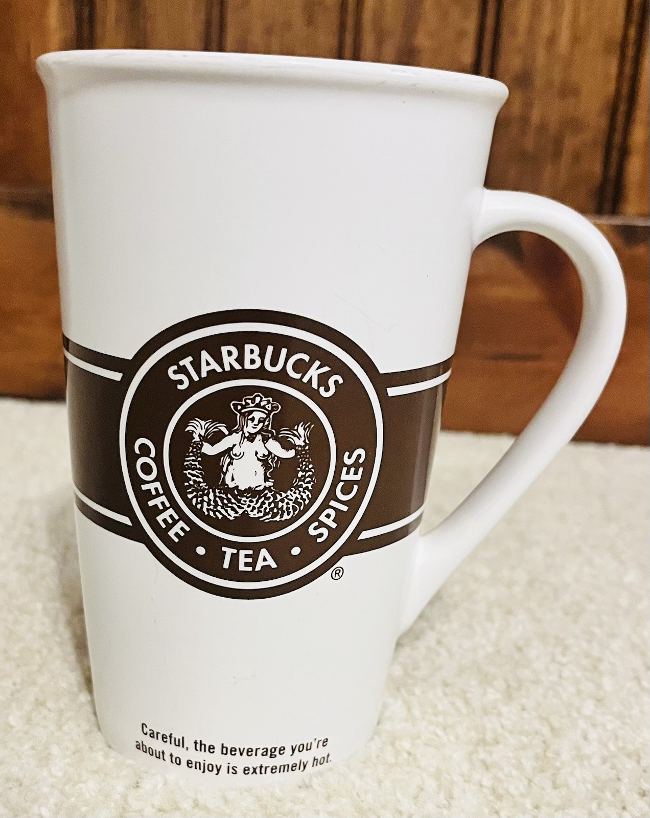 Starbucks Coffee Tea Spices 2008 Old Original Siren Logo 16 Ounce Tall Mug Used. Starbucks Coffee Tea Spices 2008 Old Original Siren Logo 16 Ounce Tall Mug Used.