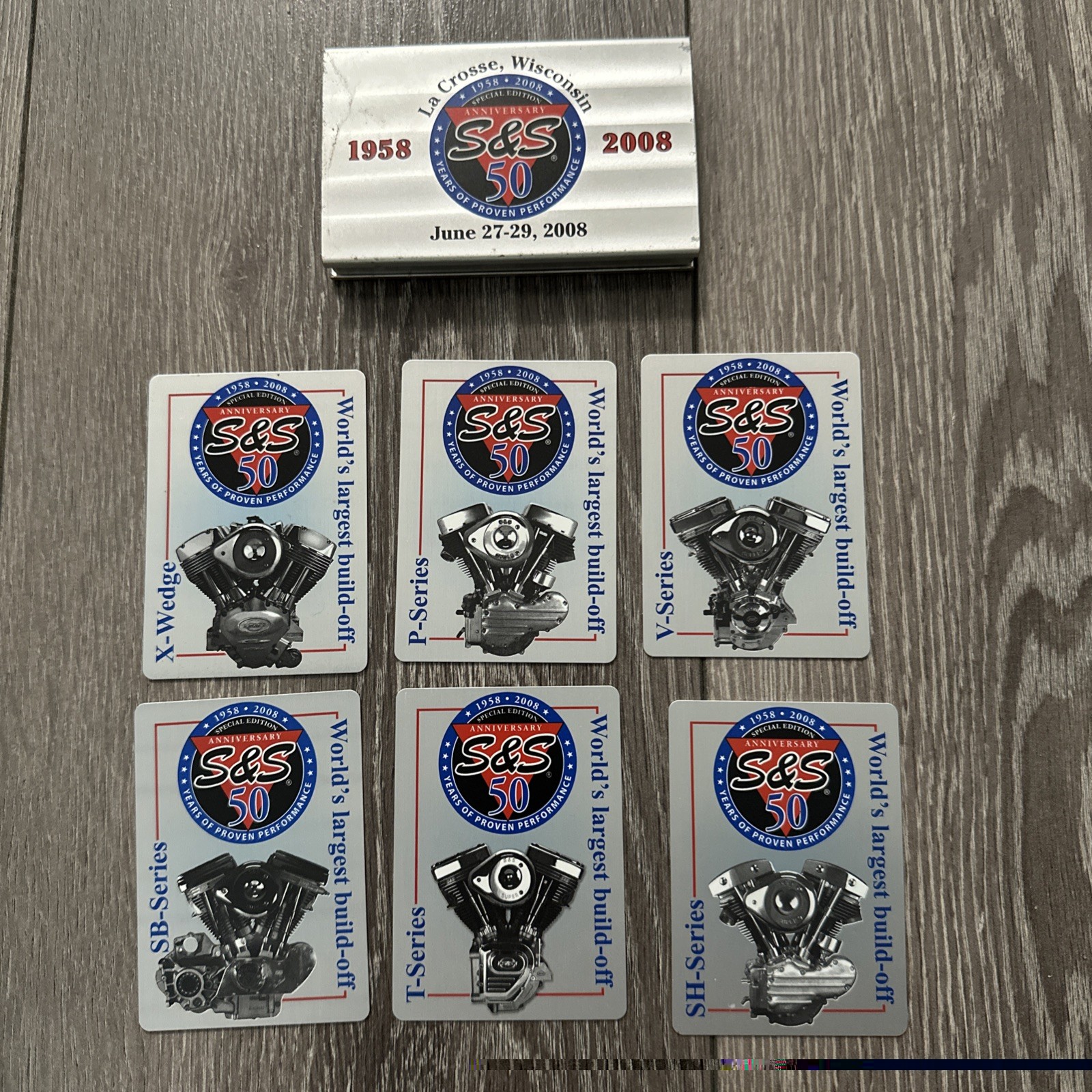 Rare 2008 S&S Performance Harley Engine Advertising Aluminum Cards