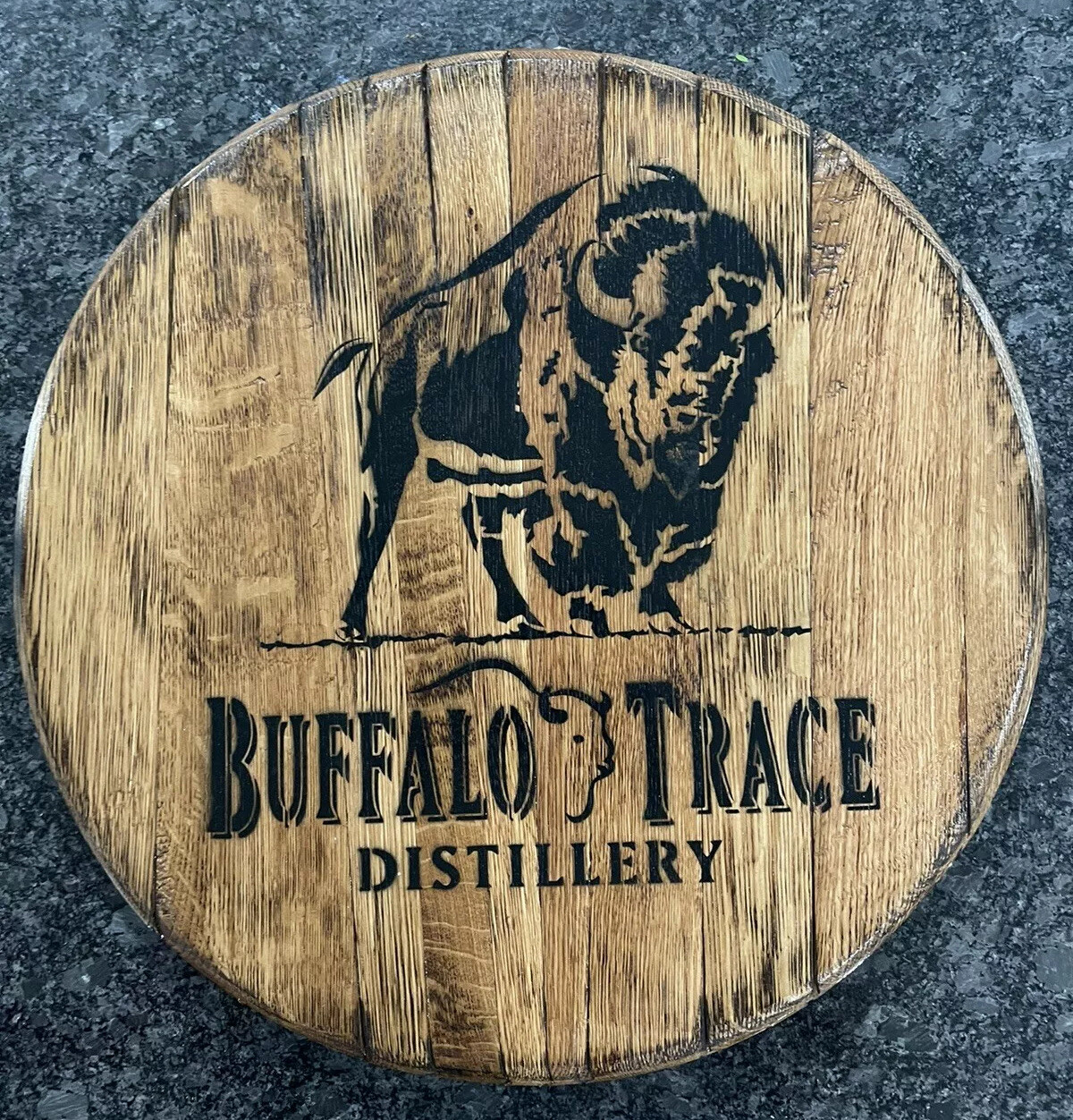 Authentic Buffalo Trace Big Distillery Bourbon Barrel Head 21.5” Diameter