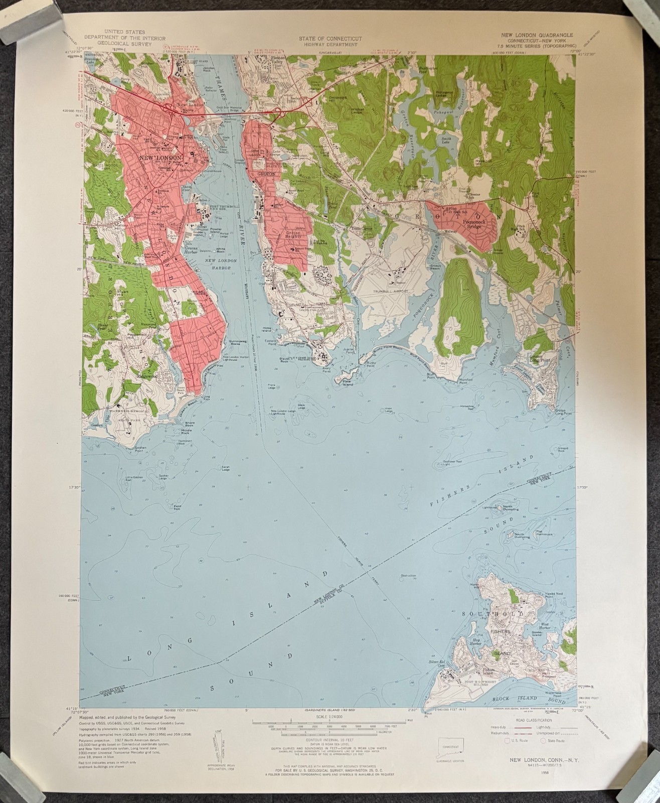 MAP FISHERS ISLAND NEW LONDON CT QUADRANGLE LONG ISLAND SOUND 1958 USGS TOPO MAP MAP FISHERS ISLAND NEW LONDON CT QUADRANGLE LONG ISLAND SOUND 1958 USGS TOPO MAP