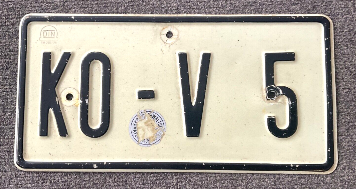 RARE  1980’s GERMAN GERMANY License Plate Low Number ORIGINAL PAINT WOW