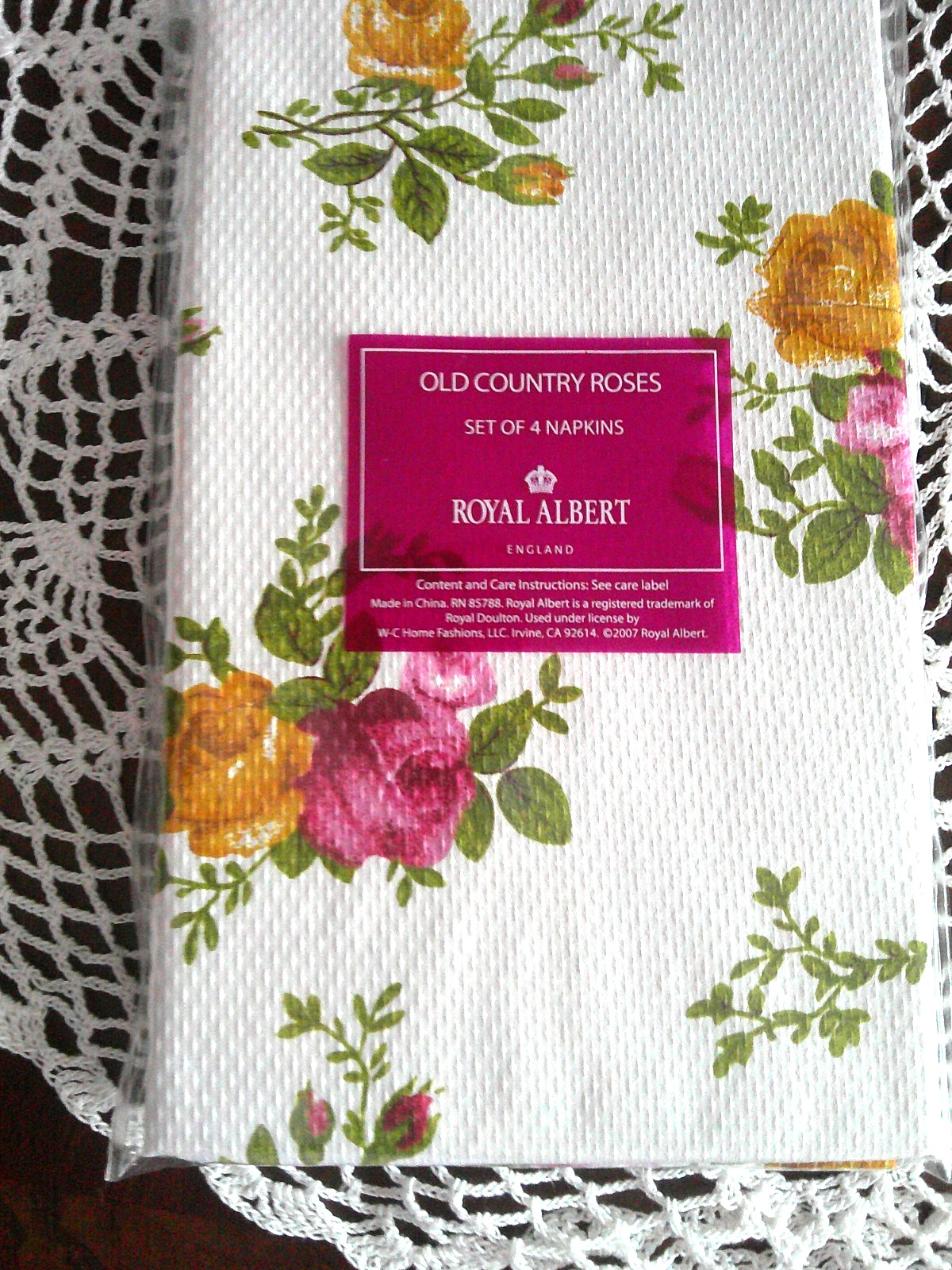 Royal Albert Old Country Roses Cloth Napkins Set of 4