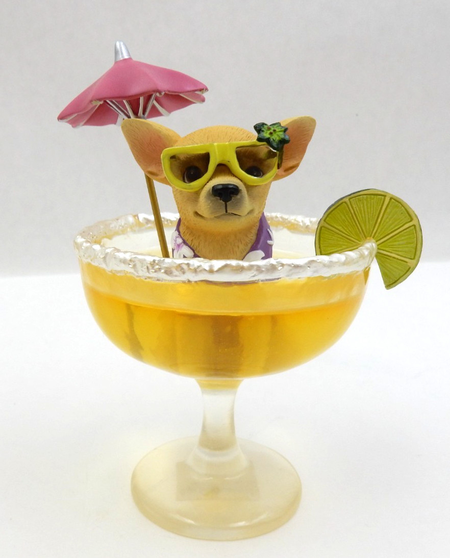 AYE CHIHUAHUA TROPICAL MARGARITA DOG RESIN FIGURINE WESTLAND GIFTWARE 13344 
