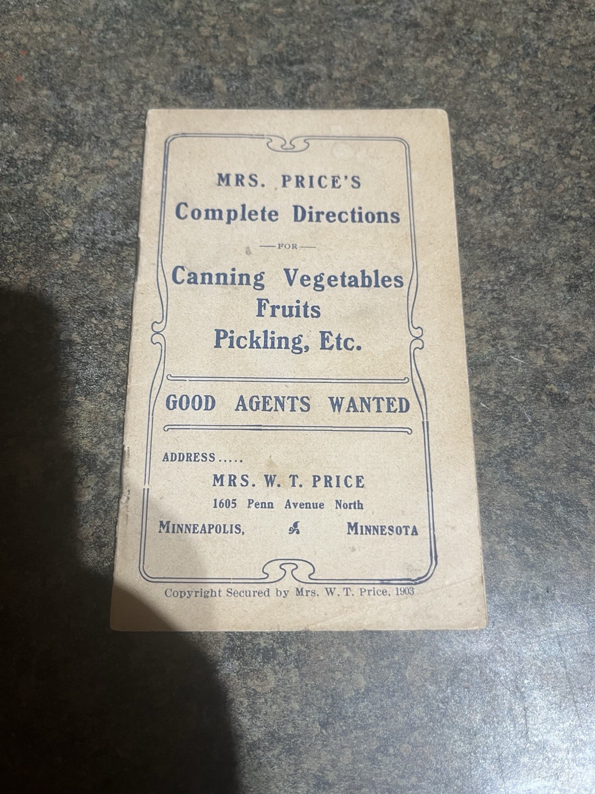 Antique  Mrs. Price's Complete Directions for Canning Advertising Booklet