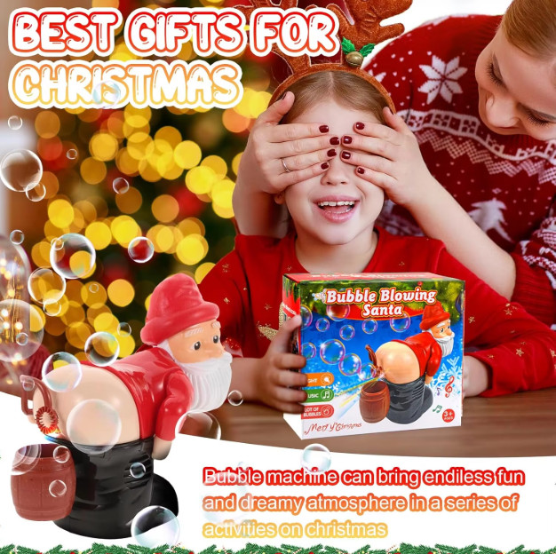 Santa Claus Bubble Machine with Music and LED Lights, Christmas Toy for Kids Santa Claus Bubble Machine with Music and LED Lights, Christmas Toy for Kids