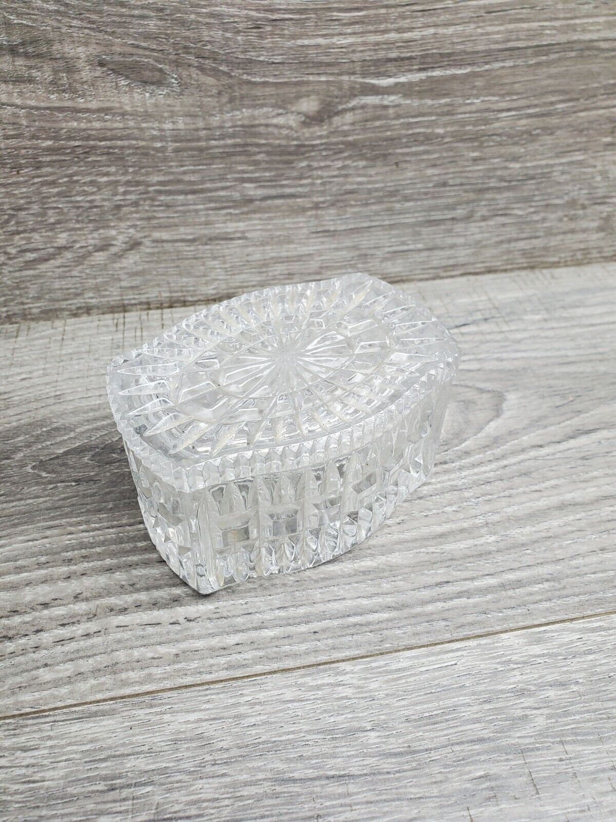 Vintage Crystal cut glass trinket box 
