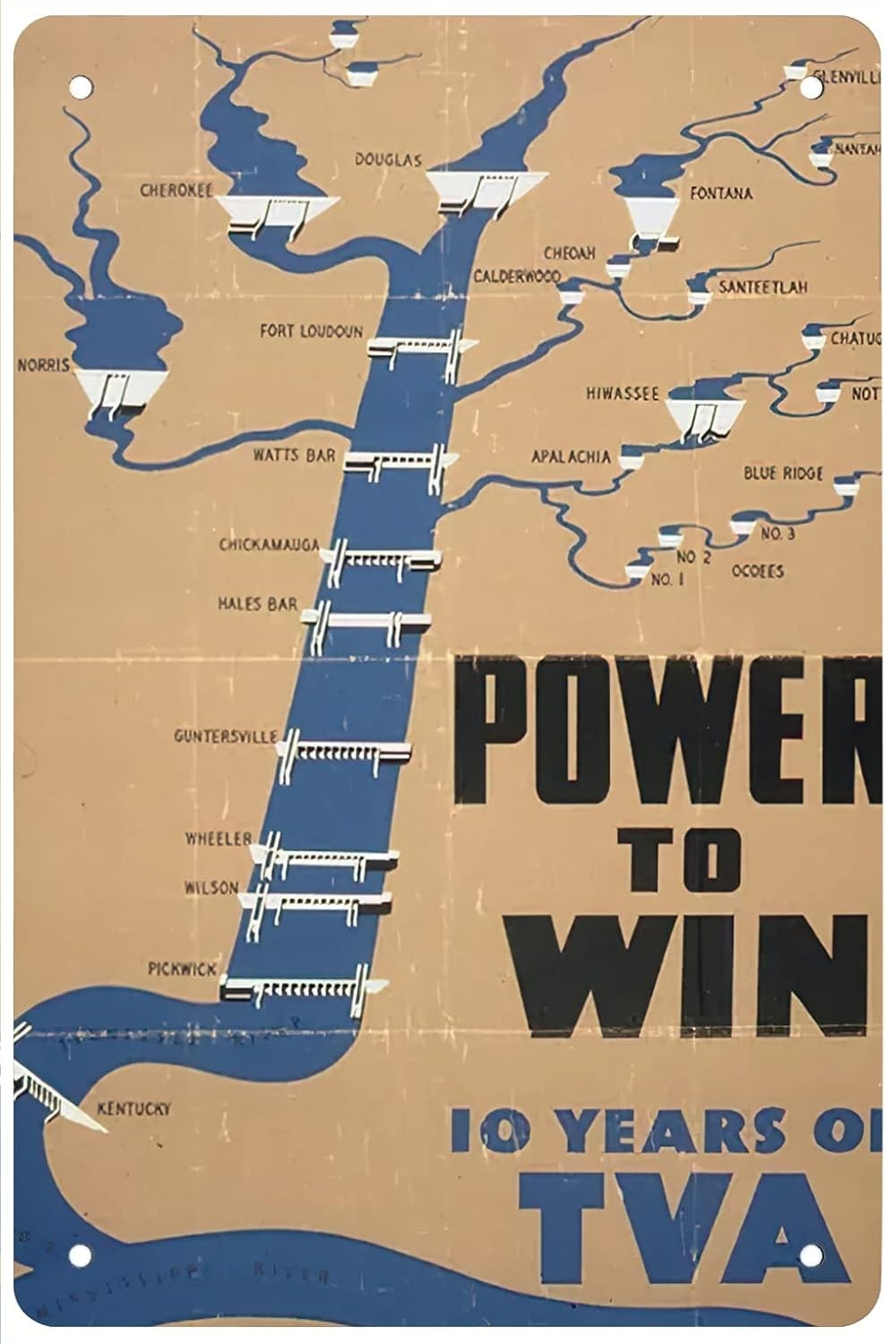 vintage poster tennessee valley authority Tin Metal Signs Home Décor 8x12