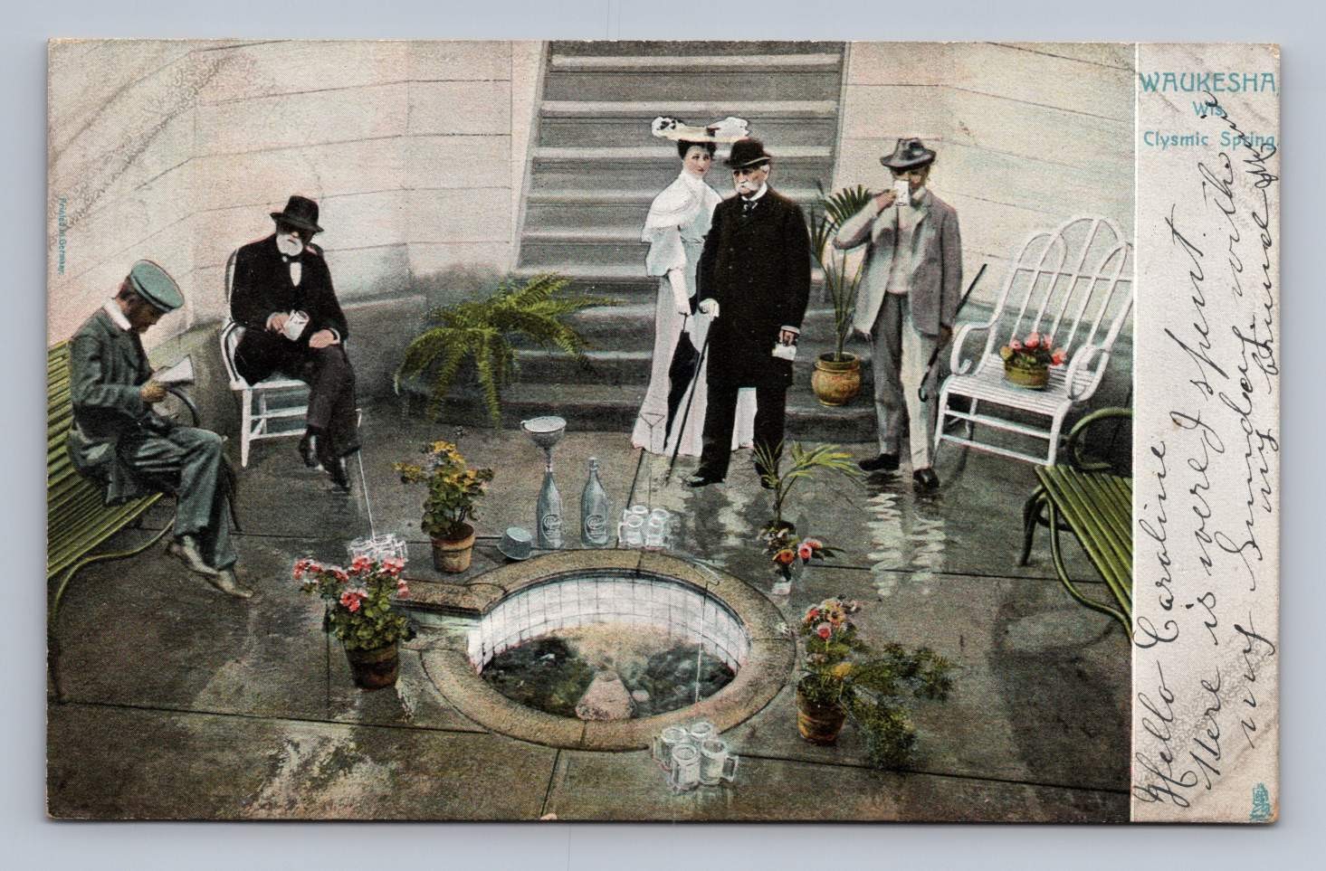 Antique Wisconsin Postcard WAUKESHA Clysmic Spring Pavilion 1907 Antique Wisconsin Postcard WAUKESHA Clysmic Spring Pavilion 1907
