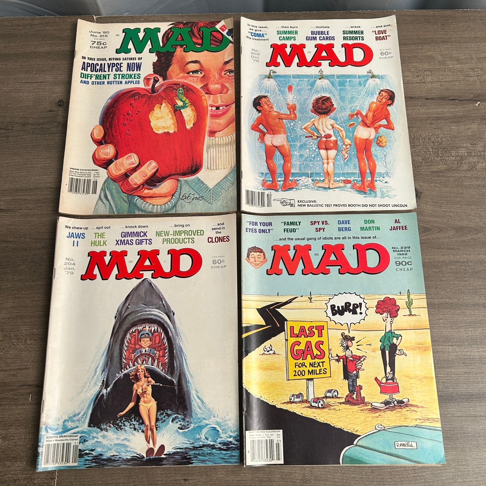 Vintage MAD Magazine Lot of 4 Issues 1978-1982 Jaws II Apocalypse Now Satire