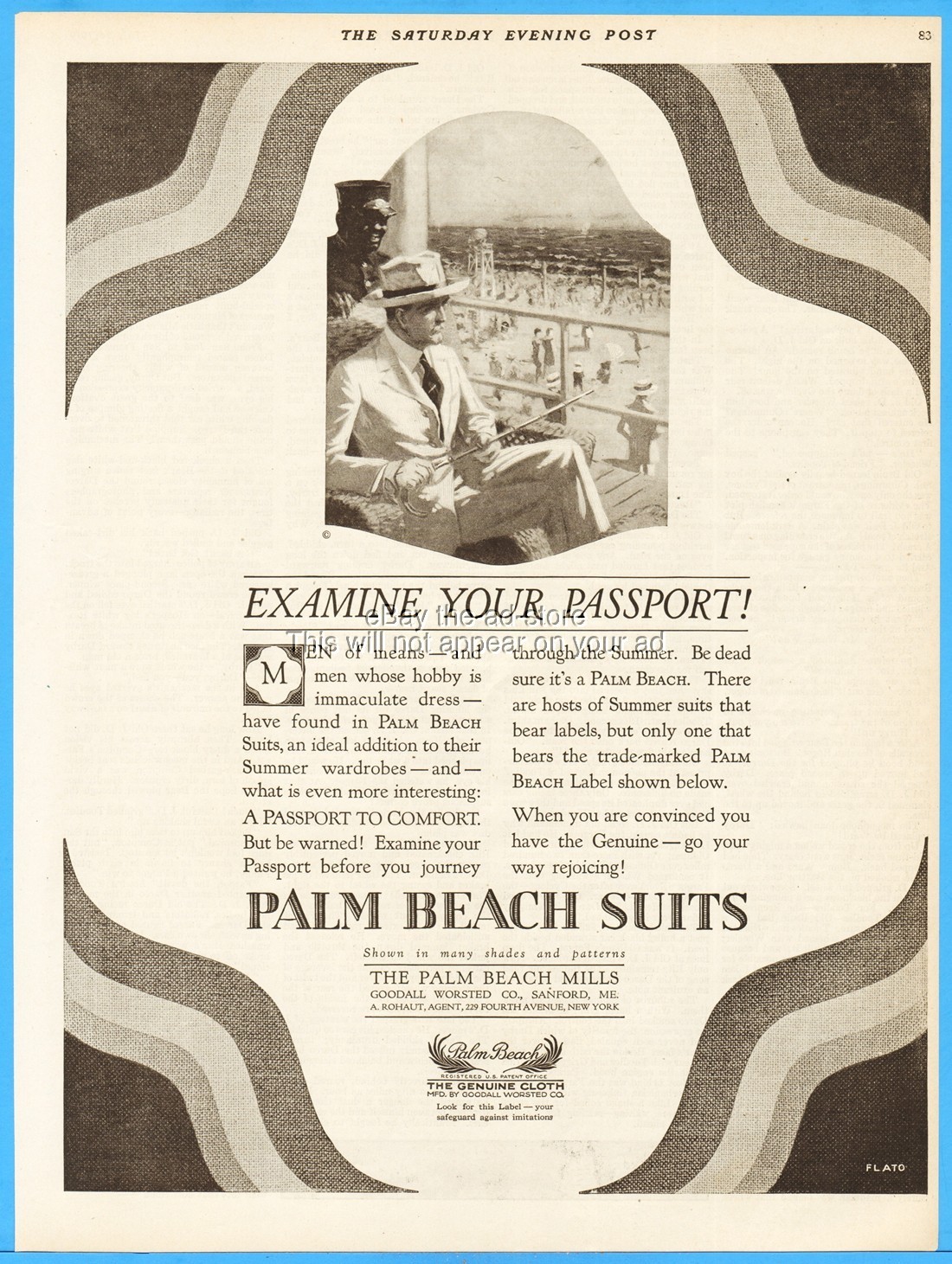 1919 Goodall Worsted Co Print Ad Sanford ME Palm Beach Men\'s Summer Suit Fashion