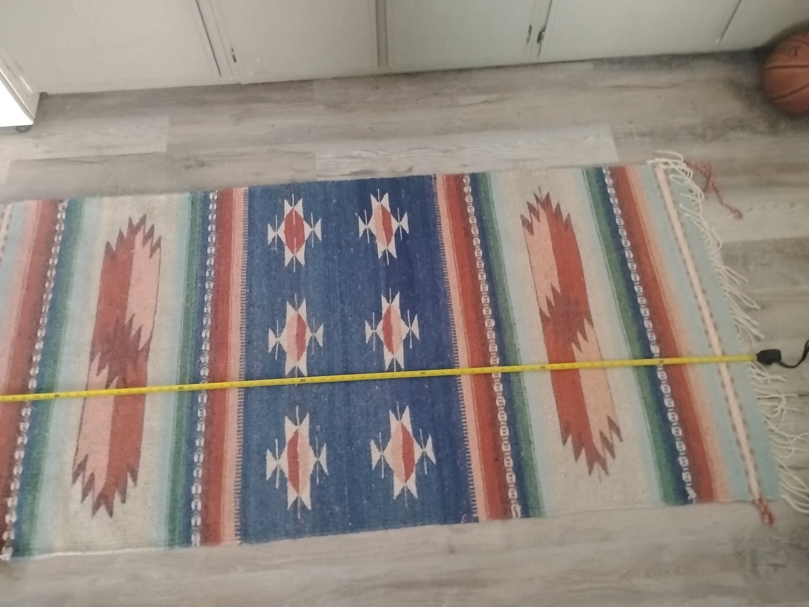 Vintage Handwoven Wool Southwestern Zapotec Style Rug 39x80 Vintage Handwoven Wool Southwestern Zapotec Style Rug 39x80