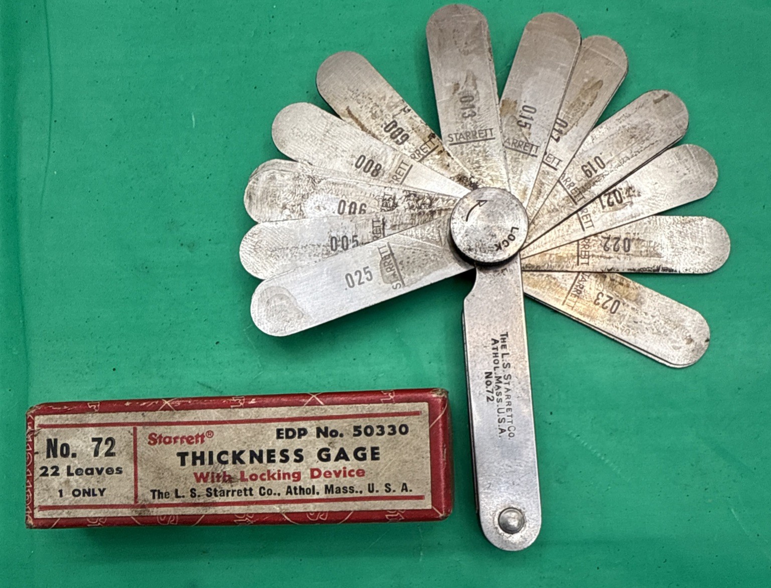 Vintage L. S. Starrett No. 72 Feeler Thickness Gage Machinist Tools USA  